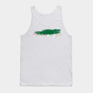 Green Leaves, Colorful Light Bunting and Silver Ornaments Tank Top